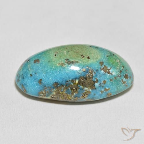 Turquoise Vert bleuté moyen naturelle ovale, 60.47 ct, Opaque