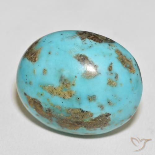 Turquoise Bleu verdâtre moyen naturelle ovale, 62.74 ct, Opaque