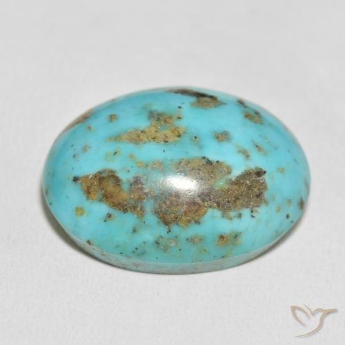 Turquoise Bleu verdâtre moyen naturelle ovale, 62.74 ct, Opaque