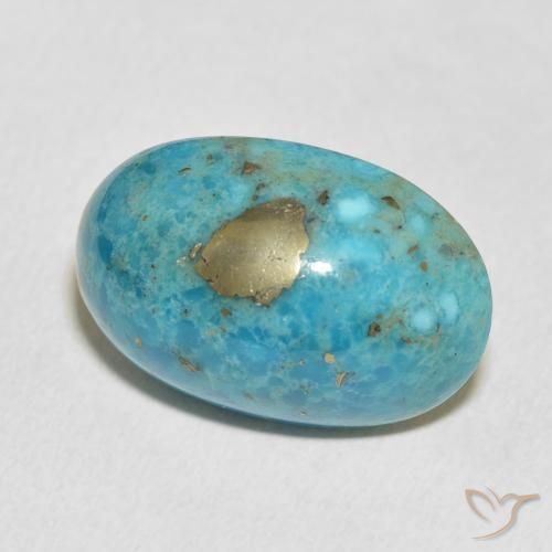 Turquoise Bleu verdâtre moyen naturelle ovale, 24.53 ct, Opaque