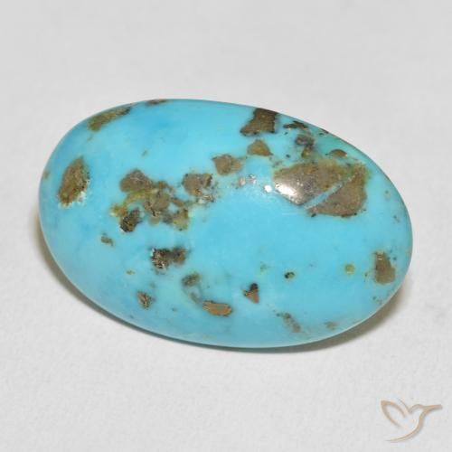 Turquoise Bleu verdâtre moyen naturelle ovale, 28.70 ct, Opaque