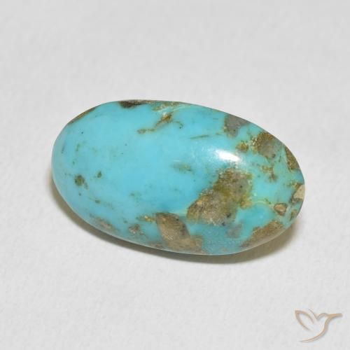 Turquoise Bleu verdâtre moyen naturelle ovale, 13.63 ct, Opaque