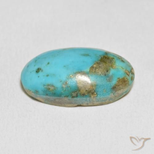 Turquoise Bleu verdâtre moyen naturelle ovale, 13.63 ct, Opaque