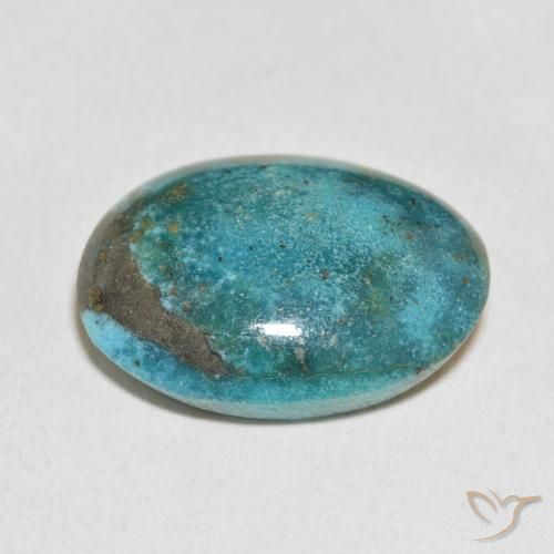 Turquoise Bleu verdâtre foncé naturelle ovale, 20.56 ct, Opaque