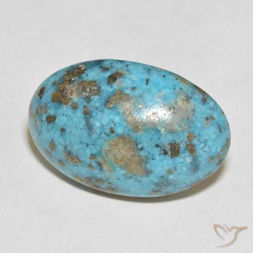 Turquoise Bleu verdâtre moyen naturelle ovale, 39.39 ct, Opaque