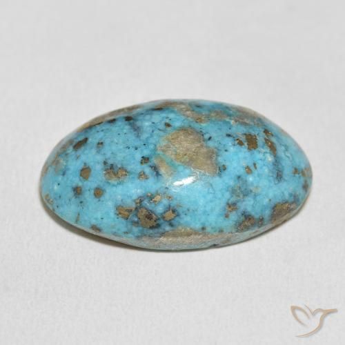 Turquoise Bleu verdâtre moyen naturelle ovale, 39.39 ct, Opaque