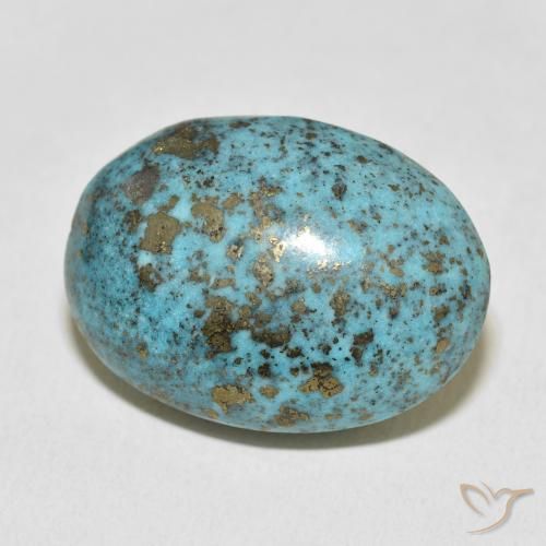 Turquoise Bleu verdâtre moyen naturelle ovale, 38.54 ct, Opaque