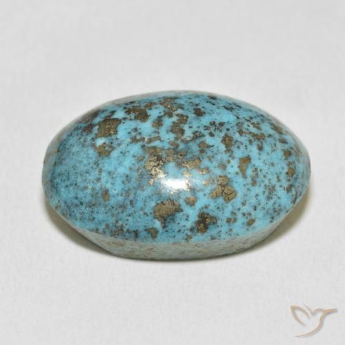 Turquoise Bleu verdâtre moyen naturelle ovale, 38.54 ct, Opaque
