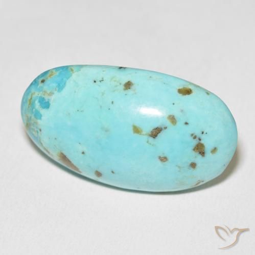Turquoise Bleu verdâtre moyen naturelle ovale, 45.70 ct, Opaque