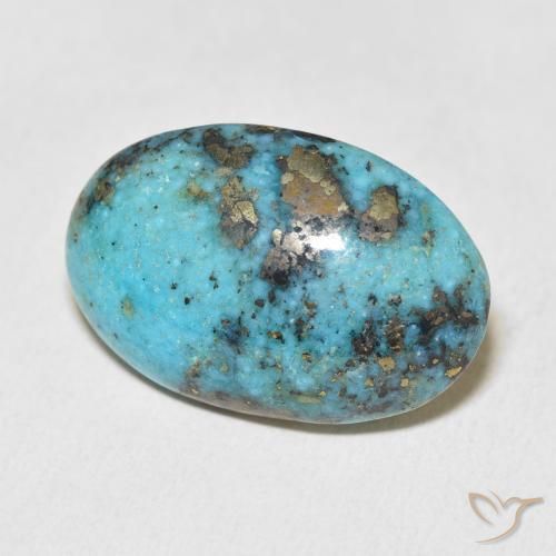 Turquoise Bleu vert moyen naturelle ovale, 26.98 ct, Opaque