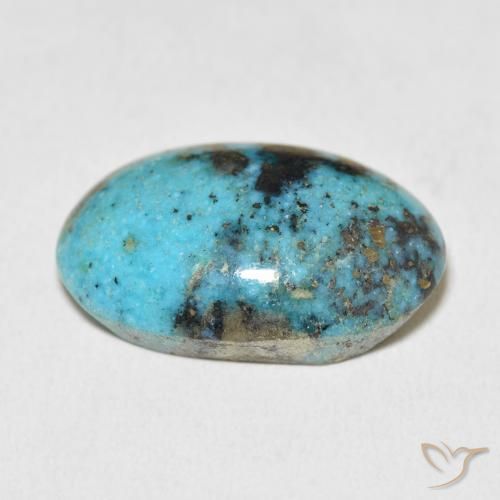 Turquoise Bleu vert moyen naturelle ovale, 26.98 ct, Opaque