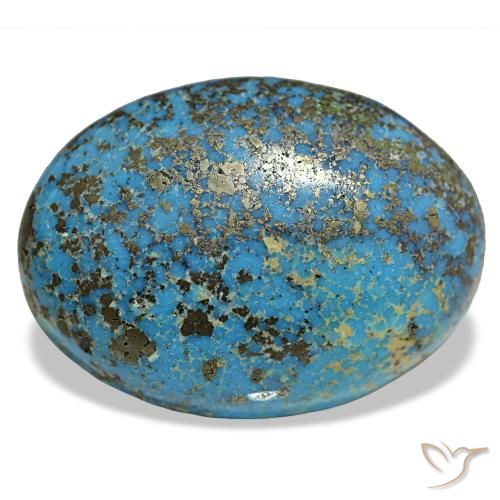 Turquoise turquoise naturelle coupe ovale, 31,32 ct, opaque