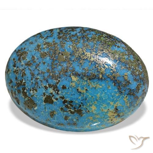 Turquoise turquoise naturelle coupe ovale, 31,32 ct, opaque