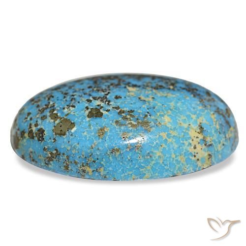 Turquoise turquoise naturelle coupe ovale, 31,32 ct, opaque