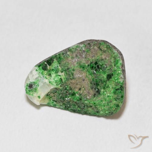 Uvarovite Grenat Drusy Vert naturelle Trillion, 11.91 ct, Opaque