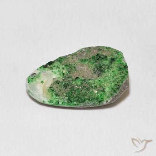 Uvarovite Grenat Drusy Vert naturelle Trillion, 11.91 ct, Opaque