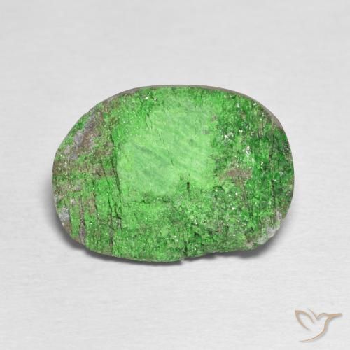 14.79ct Naturel Vert moyen Uvarovite Grenat Drusy, ovale, Opaque