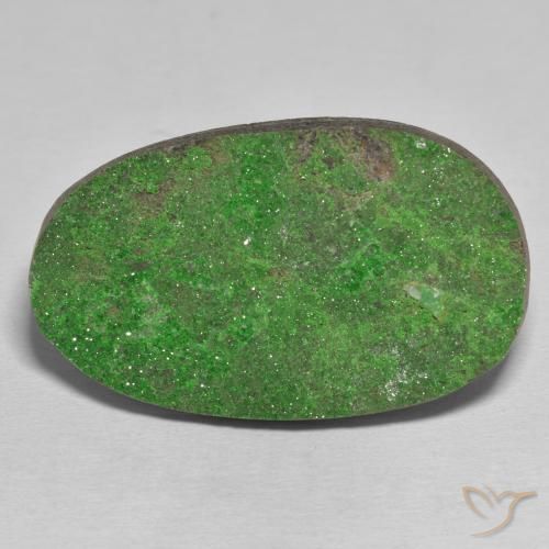 50.46ct Naturel Vert Uvarovite Grenat Drusy, ovale, Opaque