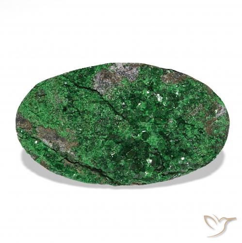 Uvarovite Grenat Drusy Vert naturelle ovale, 18.26 ct, Opaque