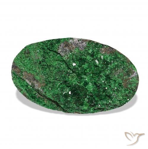 Uvarovite Grenat Drusy Vert naturelle ovale, 18.26 ct, Opaque