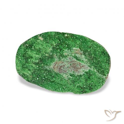 Uvarovite Grenat Drusy Deep Earthy Green naturelle ovale, 5.69 ct, Opaque