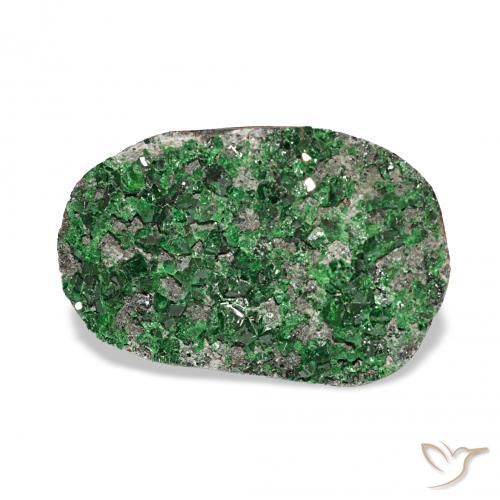 Uvarovite Grenat Drusy Vert naturelle ovale, 15.06 ct, Opaque