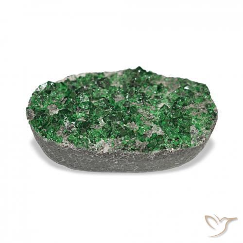 Uvarovite Grenat Drusy Vert naturelle ovale, 15.06 ct, Opaque
