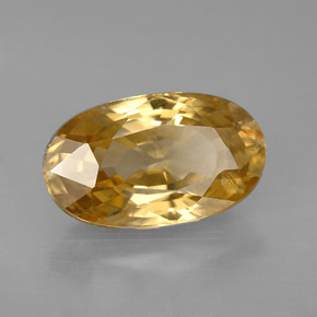 Zircon jaune naturelle coupe ovale, 6,99 ct, VS