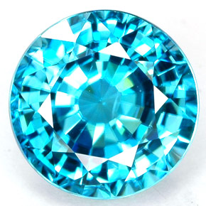 Zircon bleue naturelle coupe roude, 4,43 ct, VVS-VS
