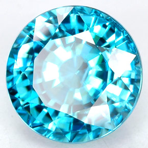 Zircon bleue naturelle coupe roude, 4,43 ct, VVS-VS