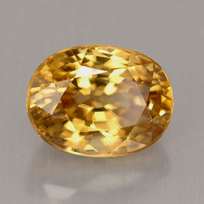Zircon jaune naturelle coupe ovale, 3,75 ct, VS
