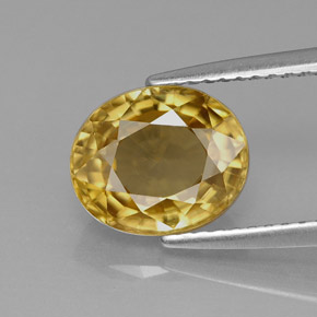 Zircon jaune naturelle coupe ovale, 3,95 ct, VS