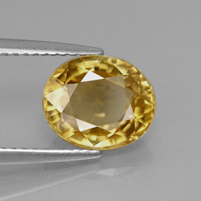 Zircon jaune naturelle coupe ovale, 3,95 ct, VS