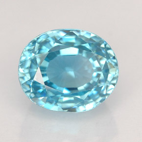 Zircon bleue naturelle coupe ovale, 2,99 ct, VVS