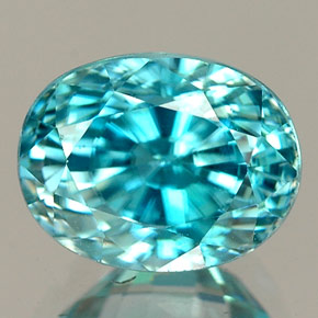Zircon bleue naturelle coupe ovale, 3,57 ct, VVS