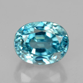 Zircon bleue naturelle coupe ovale, 2,92 ct, VS