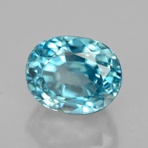 Zircon bleue naturelle coupe ovale, 2,92 ct, VS