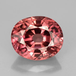 Zircon rose naturelle coupe ovale, 3,56 ct, VVS-VS