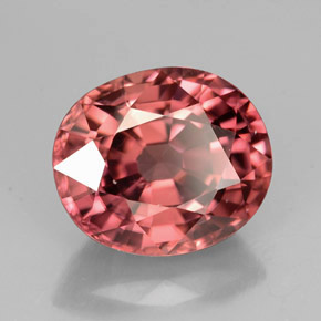Zircon rose naturelle coupe ovale, 3,56 ct, VVS-VS