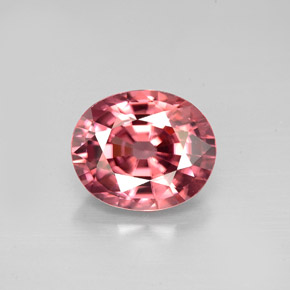Zircon rose naturelle coupe ovale, 3,42 ct, VVS