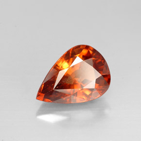 Zircon orange naturelle en forme de poire, 3,05 ct, VS