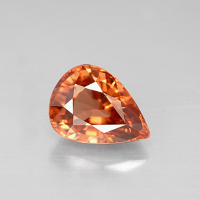 Zircon orange naturelle en forme de poire, 3,12 ct, VVS-VS