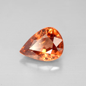 Zircon orange naturelle en forme de poire, 3,12 ct, VVS-VS
