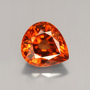 Zircon orange naturelle en forme de poire, 3,65 ct, VVS