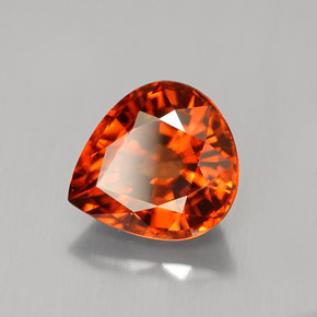 Zircon orange naturelle en forme de poire, 3,65 ct, VVS