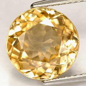 Zircon jaune naturelle coupe roude, 6,09 ct, VVS-VS