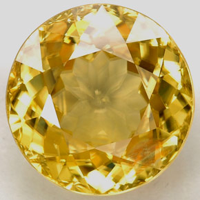 Zircon jaune naturelle coupe roude, 6,51 ct, VS