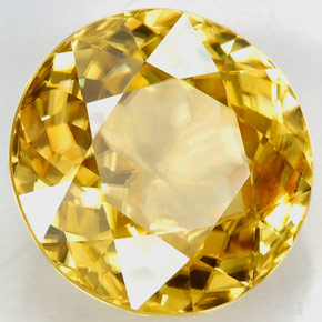 Zircon jaune naturelle coupe roude, 6,51 ct, VS