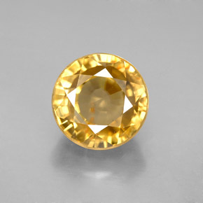 Zircon jaune naturelle coupe roude, 6,29 ct, VS