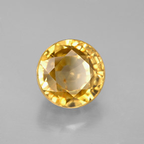 Zircon jaune naturelle coupe roude, 6,29 ct, VS